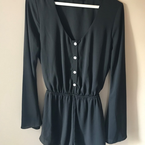 Show Me your MuMu Black Long Sleeve Romper - Picture 2 of 3